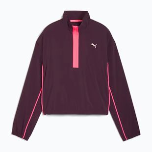Kurtka do biegania damska PUMA Run For Her Fashion Woven 1/2 ZIP midnight plum/ sunset glow