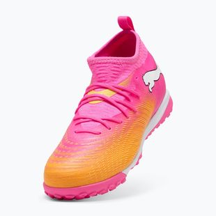 Buty piłkarskie dziecięce PUMA Future 9 Match TT + Mid Jr poison pink/puma wht/sun stream/bright aqua/puma blk
