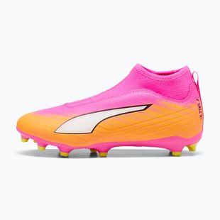 Buty piłkarskie dziecięce PUMA Ultra 6 Match+ LL FG/AG Jr poison pink/puma wht/sun stream/bright aqua/puma blk