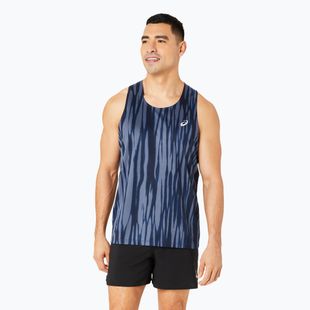 Koszulka do biegania męska ASICS  Road All Over Print Singlet blue expanse/midnight