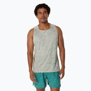 Koszulka do biegania męska ASICS Fujitrail Singlet white sage/rainy lake