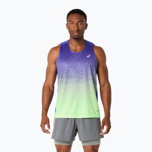 Koszulka do biegania męska ASICS Road Fade Singlet cobalt burst/illuminate green