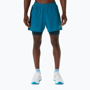 Spodenki do biegania męskie ASICS Road 2N1 5IN tranquil teal/dark teal/yamabuki