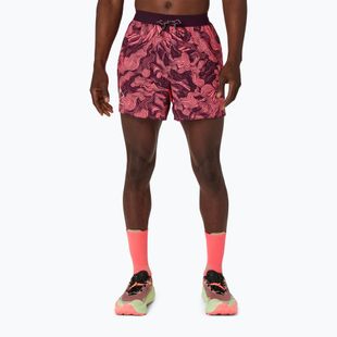 Spodenki do biegania męskie ASICS Fujitrail All Over Print 5In Short blazing coral/dark aubergine