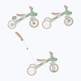 Rowerek biegowy trójkołowy z prowadnikiem Globber Learning Trike 2w1 Plus Ecologic pistachio