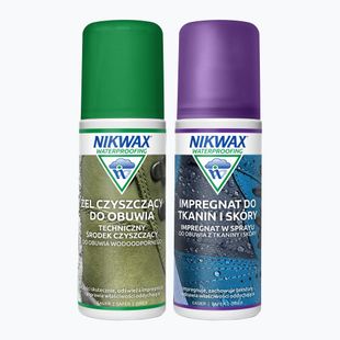 Zestaw do pielęgnacji obuwia Nikwax Footwear Cleaning Gel + Tkanina i skóra 2 x 125 ml