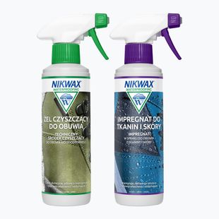 Zestaw do pielęgnacji obuwia Nikwax Footwear Cleaning Gel + Tkanina i skóra 2 x 300 ml