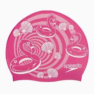 Czepek pływacki dziecięcy Speedo Slogan Print pink/white