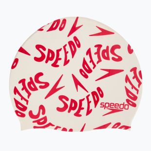 Czepek pływacki dziecięcy Speedo Slogan Print white/red