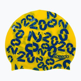 Czepek pływacki dziecięcy Speedo Slogan Print yellow/blue