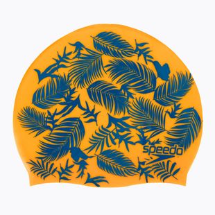 Czepek pływacki dziecięcy Speedo Slogan Print orange/blue