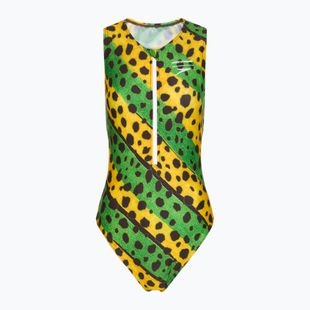 Strój pływacki jednoczęściowy damski Speedo Placement Digital Highneck green/yellow