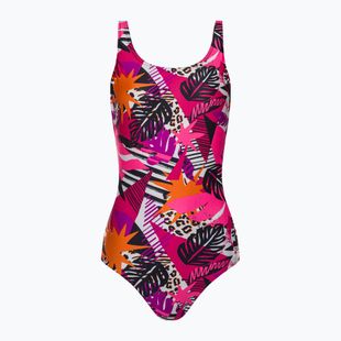 Strój pływacki jednoczęściowy damski Speedo Allover U-Back leaf true navy/fluo pink/salso