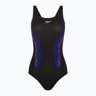 Strój pływacki jednoczęściowy damski Speedo Placement Recordbreaker black/beautifulblue/ neonorchid