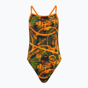 Strój pływacki jednoczęściowy damski Speedo Allover Vback salso/black/olive