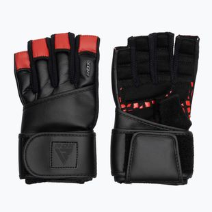 Rękawiczki treningowe RDX L4 Finger Weightlifting Leather red/black