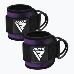 Paski z hakami na kostkę RDX A4 Ankle Straps For Gym Cable Machine purple