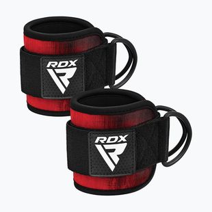 Paski z hakami na kostkę RDX A4 Ankle Straps For Gym Cable Machine red