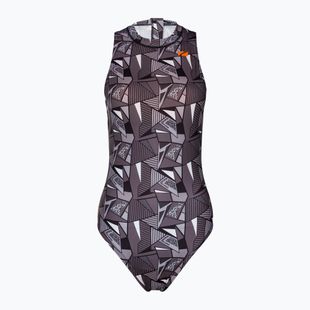 Strój pływacki jednoczęściowy damski ZONE3 OWS Renew High Neck black/white