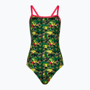 Strój pływacki jednoczęściowy damski ZONE3 High Jazz 3.0 Strap Back khaki