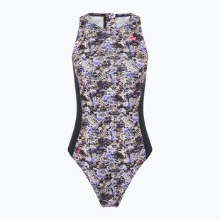 Strój pływacki jednoczęściowy damski ZONE3 Pacific Koa High Neck black/green