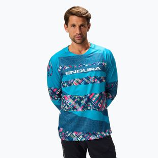 Longsleeve rowerowy męski Endura Patchwork Ltd Printed barra blue