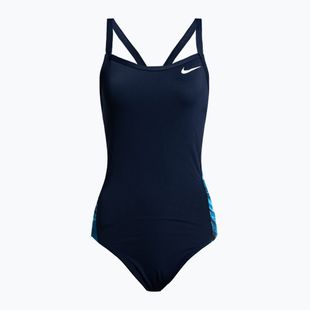 Strój pływacki jednoczęściowy damski Nike Multiple Print Racerback Splice One midnight navy