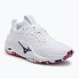 Buty do piłki ręcznej Mizuno Wav Stealth Neo 2 white/violet indigo/camellia rose