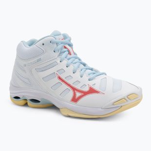 Buty do siatkówki damskie Mizuno Wave Voltage 2 Mid white/calypso coral/pale banan