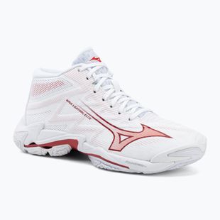 Buty do siatkówki damskie Mizuno Wave Lightning Elite Mid white/rose elegance/lava falls