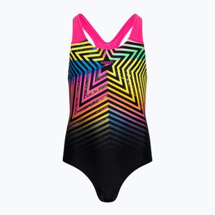 Strój pływacki jednoczęściowy dziecięcy Speedo Digital Placement Splashback black/lemon driz/flare pink/true cobalt