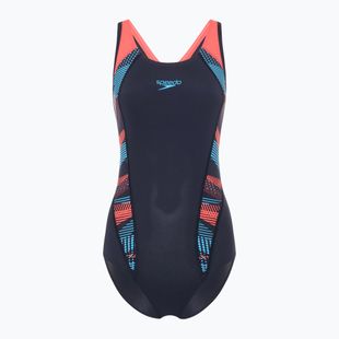 Strój pływacki jednoczęściowy damski Speedo Placement Laneback zoom boom placement/true navy