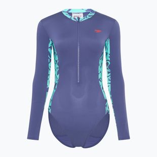 Strój pływacki jednoczęściowy damski Speedo Long Sleeve Panel hapuna blue