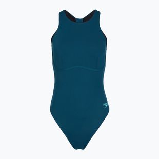 Strój pływacki jednoczęściowy damski Speedo Racer Zip with Built in Swim Bra dark teal