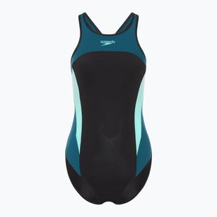 Strój pływacki jednoczęściowy damski Speedo High Neck Splice Cross Back dark teal