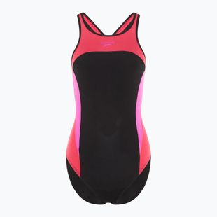 Strój pływacki jednoczęściowy damski Speedo High Neck Splice Cross Back raspberry fill