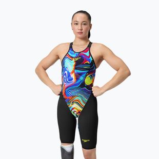 Strój pływacki jednoczęściowy damski Speedo Fastskin LZR Pure Valor 2.0 Openback Kneeskin black/molten blur