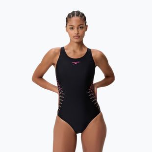 Strój pływacki jednoczęściowy damski Speedo Placement Muscleback anthracite