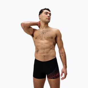 Bokserki pływackie męskie Speedo Medley Logo Aquashort black/neon coral