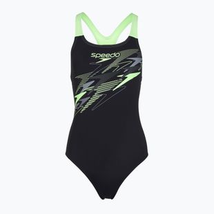 Strój pływacki jednoczęściowy damski Speedo Medley Logo Medalist anthracite/clover