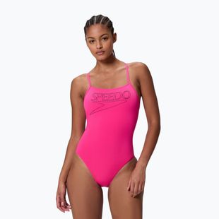 Strój pływacki jednoczęściowy damski Speedo Endurance+ Logo Thin Strap margarita pink