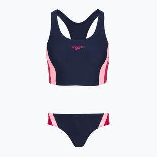 Strój pływacki jednoczęściowy damski Speedo Colourblock Splice 2.0 peacoat/pink