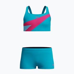 Strój pływacki dwuczęściowy dziecięcy Speedo Hyperboom Butterfly Back mayan blue/margarita pink