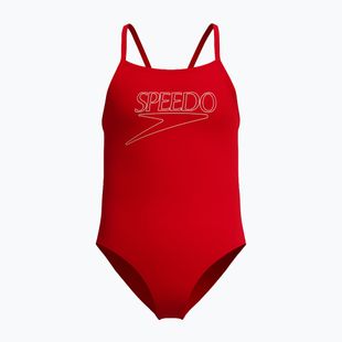 Strój pływacki jednoczęściowy dziecięcy Speedo Endurance+ Logo Thinstrap high risk red