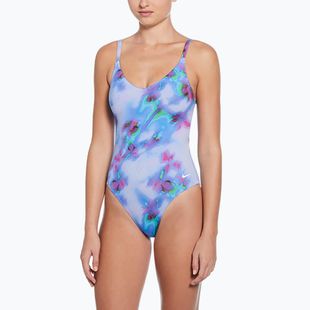 Strój pływacki jednoczęściowy damski Nike Floral Blur V-Neck hydrangeas