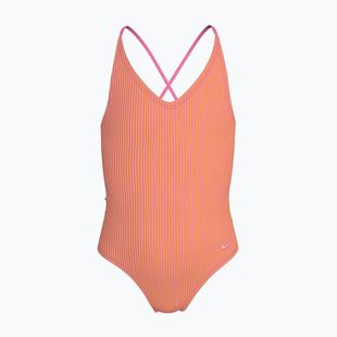 Strój pływacki jednoczęściowy dziecięcy Nike Ocean Bound Ripple Texture Lace Up pink glow