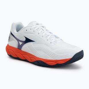 Buty do tenisa męskie Mizuno Wave Enforce Court 2 AC white/insignia blue/orange