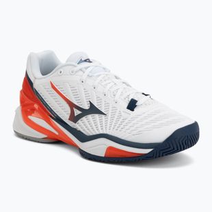 Buty do tenisa męskie Mizuno Neo Ace AC white/insignia blue/orange