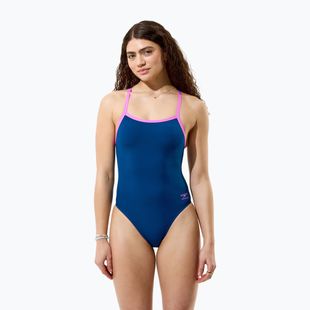 Strój pływacki jednoczęściowy damski Speedo Solid Turnback denim teal