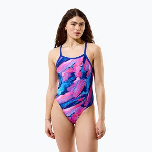 Strój pływacki jednoczęściowy damski Speedo FL Printed Turnback brushy glitch/hope